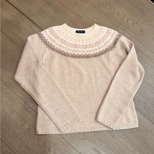 Ann Taylor Beige and Pink Crewneck Sweater